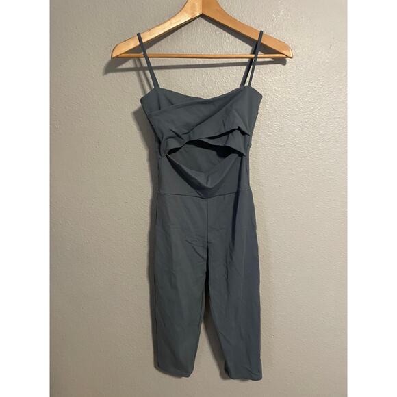 Live The Process Jumpsuit Womens Small Petite Corset Cutout Unitard Made USA - Picture 1 of 10